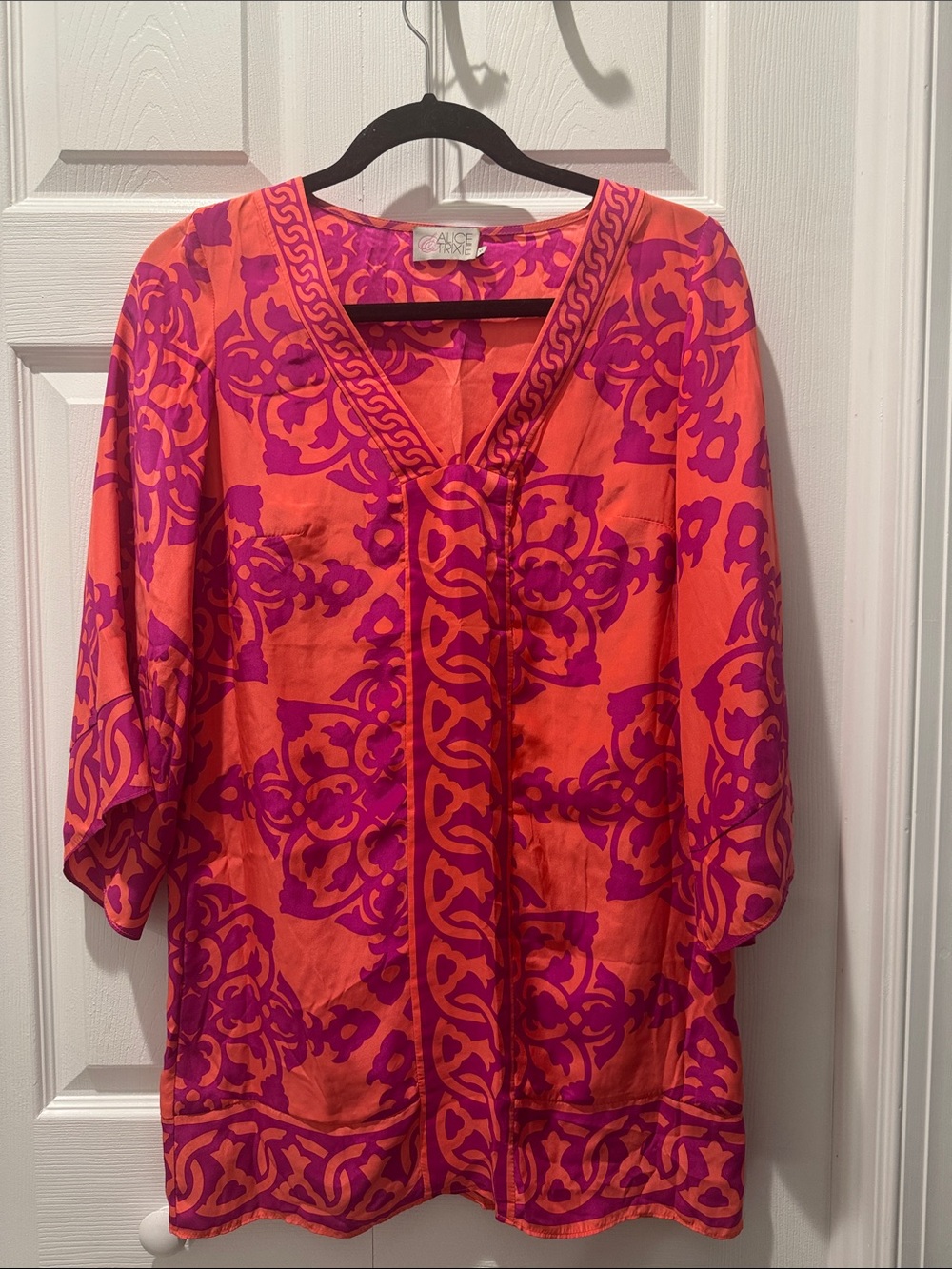 Alice&Trixie Orange and Pink Printed V-Neck Tunic
